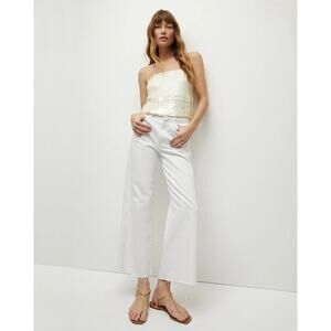 NWT- Veronica Beard Taylor Wide Leg Crop Jeans White Size 32